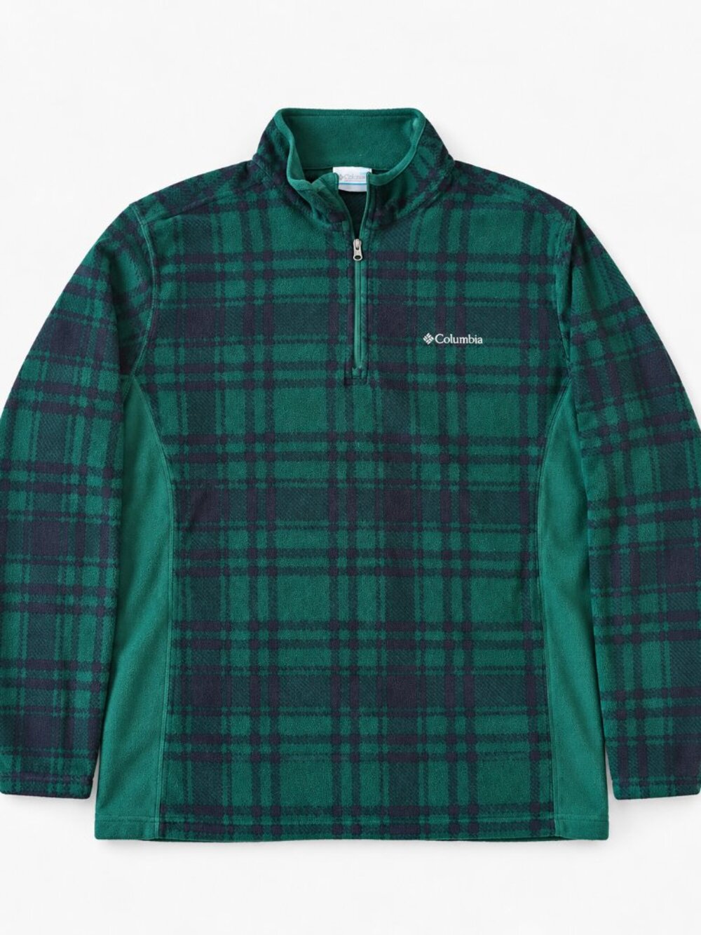 Columbia Green Plaid Quarter Zip Fleece Pullover Size Large